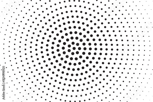 Comic background. Pattern with circles, halftone dotted backdrop. Radiating from the center starburst, sun burst rays, lines. Vector illustration