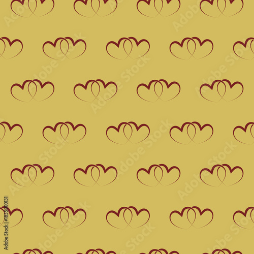 Two linked hearts seamless pattern isolated on color background
