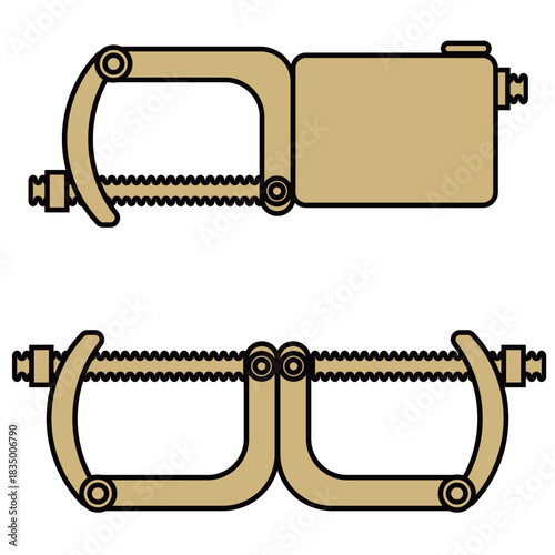 足場に使われる直交型クランプと自在型クランプアイコン素材セット