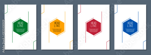 corporate annual report template collection, company identity brochure, business presentation vertical pages vector set, colorful abstract geometric minimalistic cover