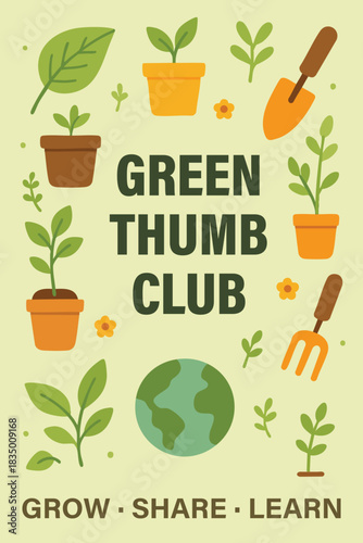 Green thumb club gardening poster