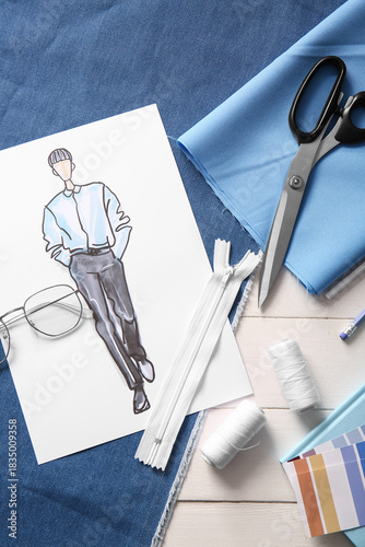 Fashion design sketch with ...