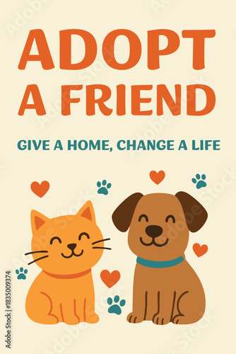 Adopt a friend pet adoption poster