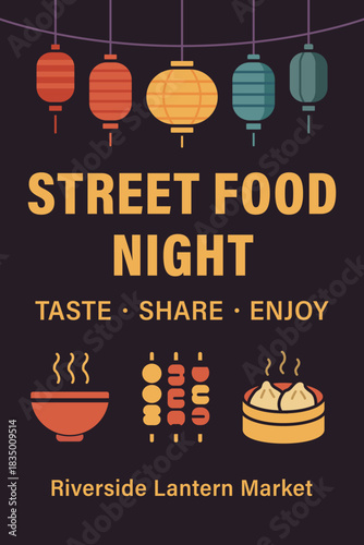 Street food night market poster