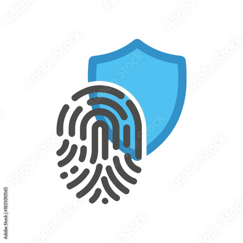 Fingerprint and Shield Icon representing Security and Protection