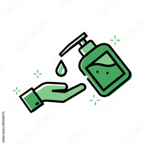 Hand sanitizer icon illustrating hygiene and virus prevention