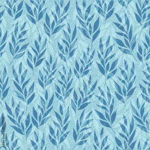 Seamless Leaf Botanical on spotted background Pattern