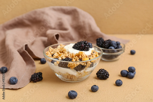 Healthy yogurt parfait with...