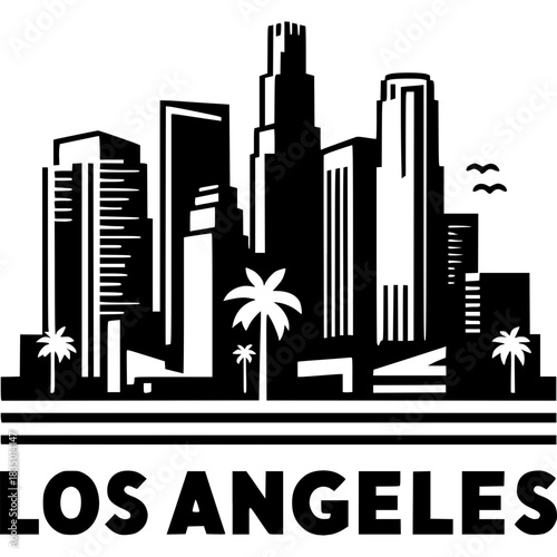 Los Angeles Skyline Icon Vector