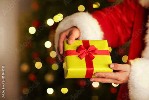 Person in Santa costume hol...
