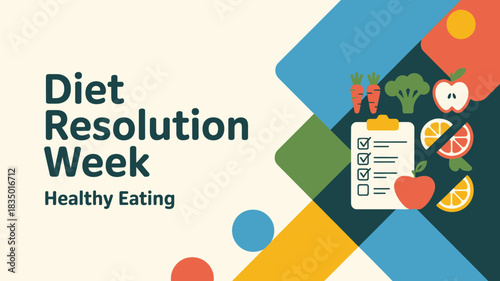 Diet Resolution Week Healthy Eating Vegetable Nutrition Illustration