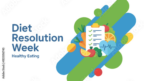 Diet Resolution Week Healthy Eating Vegetable Nutrition Illustration