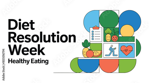 Diet Resolution Week Healthy Eating Vegetable Nutrition Illustration