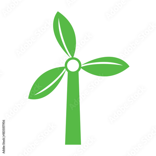 Eco-Friendly Wind Turbine with Leaf Blades Vector Illustration