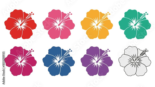 Vibrant hibiscus flowers in a colorful assortment ideal for tropical themes designs
