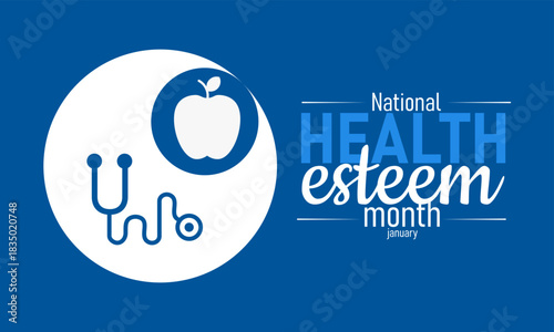World Health Esteem Month Poster Banner and Background Design Template Featuring Wellness Icons Positive Lifestyle Theme and Self Care Illustration for January Health Celebration and Personal Wellbein