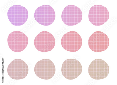 有機的シェイプ　ピンク系チェック模様