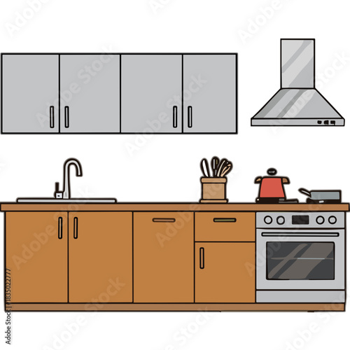 Modern Kitchen Interior With Stainless Steel Appliances And Wooden Cabinetry Featuring Stove Sink And Range Hood Clean Contemporary Design