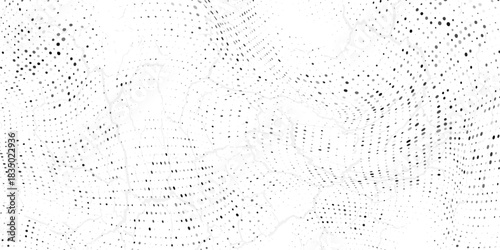 Abstract halftone wave dotted background. Fantastic monochrome texture.