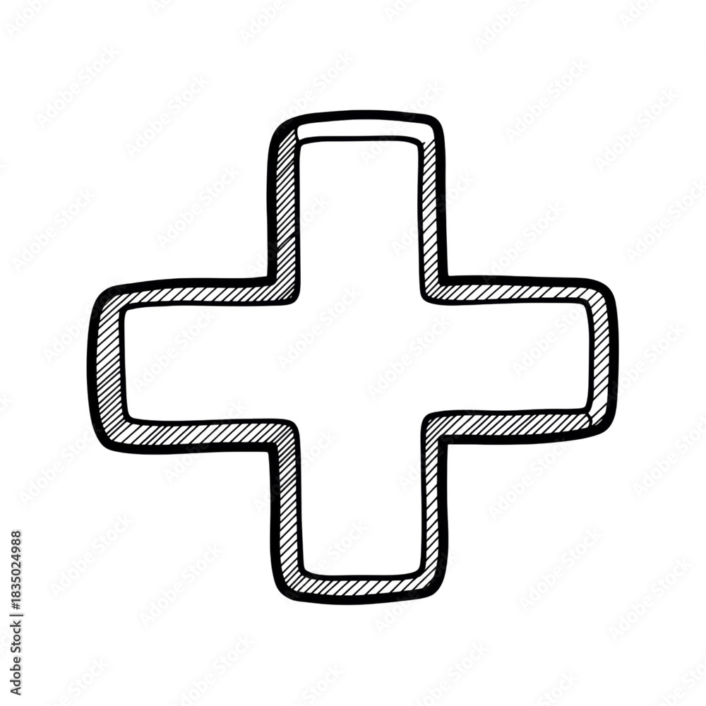 Fototapeta premium Bold black cross sign with transparent background