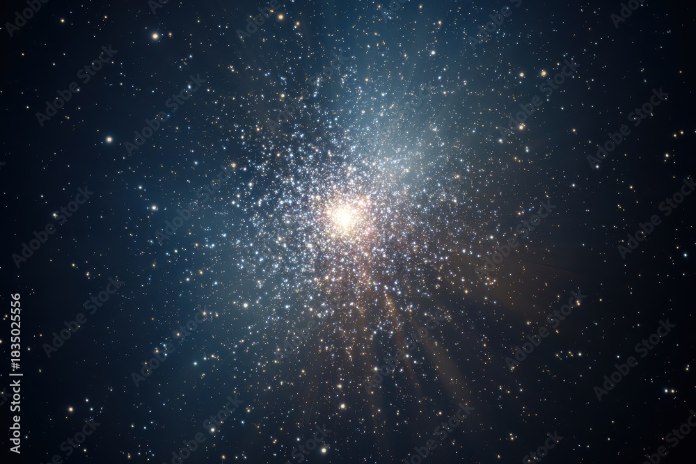 Obraz premium Spectacular view of a globular cluster shimmering in the depths of space highlighting countless stars in a stunning cosmic display