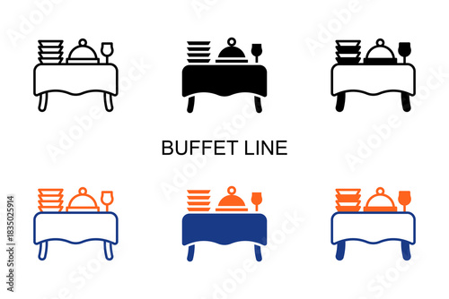 Buffet Line Icon Multi Style Vector Illustration