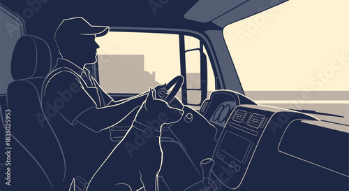 Vector illustration of people and car transportation business travel icon drawing