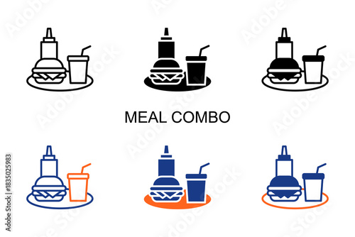Meal Combo Icon Multi Style Vector Illustration