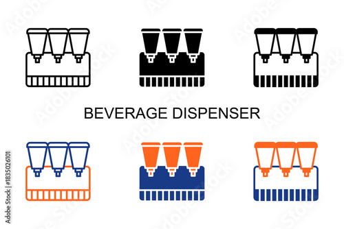 Beverage Dispenser Icon Multi Style Vector Illustration