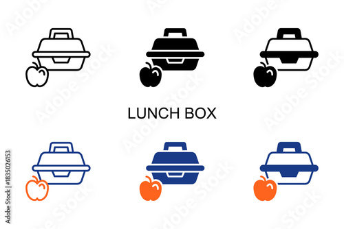 Lunch Box Icon Multi Style Vector Illustration