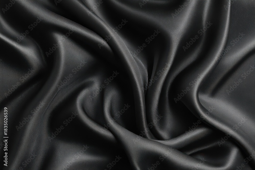 Obraz premium Soft waves of black satin fabric create an elegant and sophisticated texture, showcasing the beauty of luxurious materials in interior design