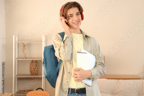Male student in headphones ...