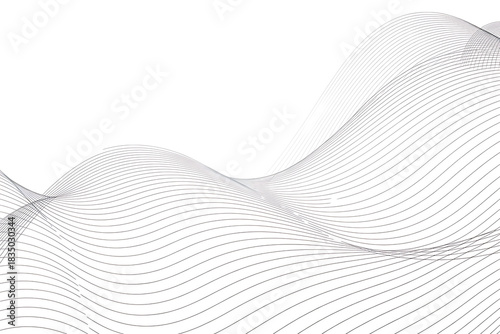 Abstract black and white dotted wave pattern creating a dynamic digital landscape isolated on white background