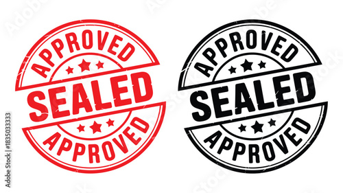 Red and black approved sealed stamps showing official confirmation and agreement