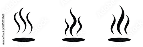Collection of stylized black and white smoke and steam icons