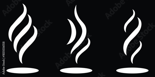 Collection of stylized black and white smoke and steam icons