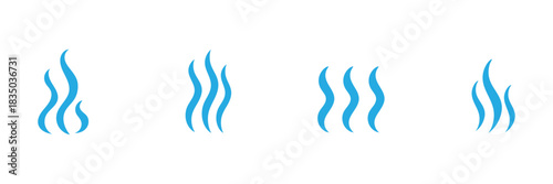 steam smoke set vector silhouette on white background.