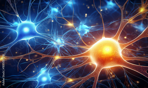 Representation of Neurons or Nerve Cells - AI Generated Illustration