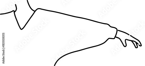 手を広げるドルマンスリーブを着た女性の線画イラスト