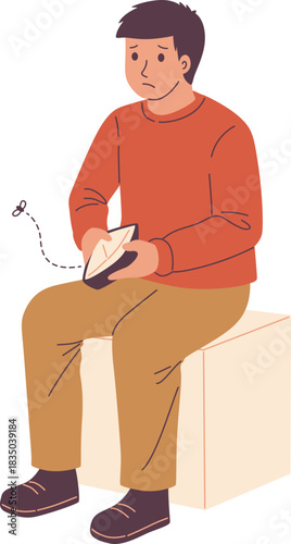 Man With Empty Wallet Illustration