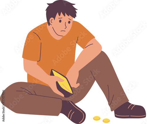 Sad Person With Empty Wallet Illustration