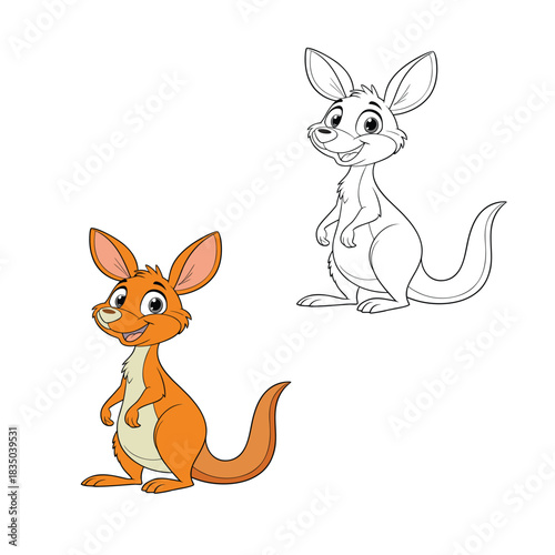 coloring book for kid kangaroo vector
