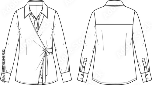 Women's $\text{Casual}$ Cropped Denim Trucker Jacket Technical Fashion Flat $\text{CAD}$ Drawing Vector Illustration with Topstitch Detail and Buttoned Chest Pockets For Design Portfolio $\text{Showca