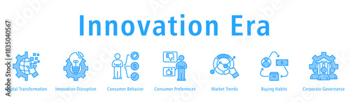Innovation Era banner highlighting digital shifts, disruptive innovation, behavior patterns, preferences, habits, trends and governance.