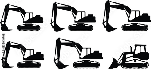 Military tank silhouettes collection vector illustration featuring various light and medium armored fighting vehicles for war games, army emblems, and historical reference materials.