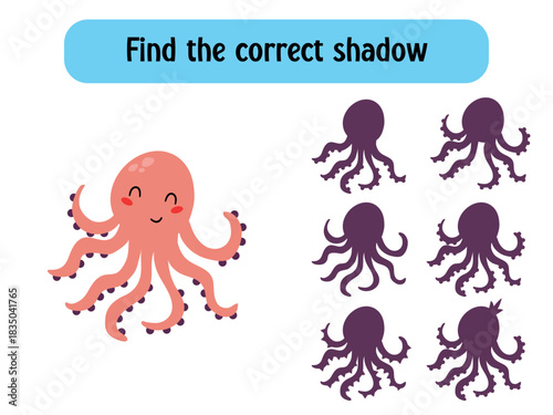 Find the Shadow Octopus Game for Kids. Educational games for children