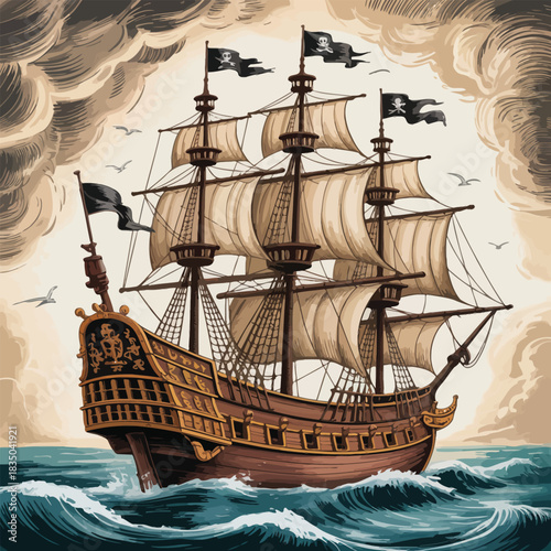 pirate ship in the sea