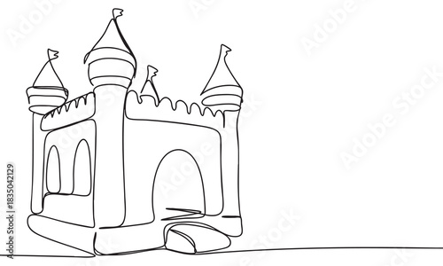 Continuous Line Art Bouncy Castle for Kids' Fun