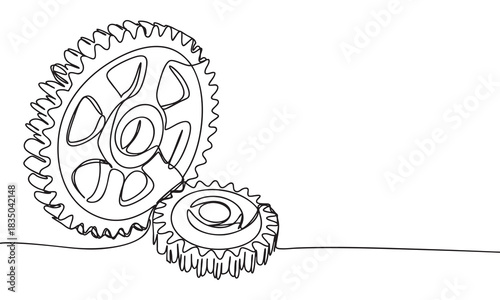 Interlocking Gears Continuous Line Art