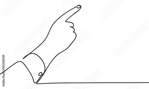 Minimalist Continuous Line Drawing of a Hand Pointing Upward